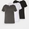3Er Pack - T-Shirt Basique - White/Black/Dark Grey -Anna Field 0ab9a6d52d77493b9cf3d49f2761a8eb