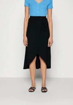Anna Field Basic Wrap Over Midi Skirt - Jupe Trapèze - Black