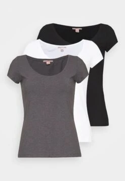 3 Pack - T-Shirt Basique - White/Black/Dark Grey -Anna Field 7a36f99eded3421f819cec9eec327d20