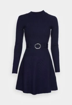 Anna Field Crew Ausschnitt Mini Strickkleid Mit Gürtel - Robe Pull - Dark Blue -Anna Field 8531c6d8030846db913342406954022d