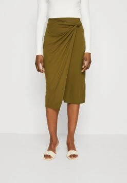 Anna Field Front Knot Midi Skirt - Jupe Crayon - Khaki