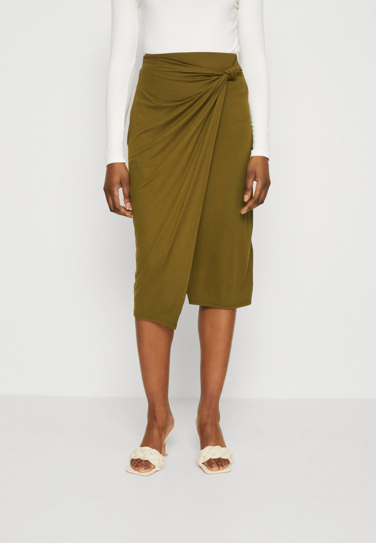 Anna Field Front Knot Midi Skirt - Jupe Crayon - Khaki 3 Anna Field Front Knot Midi Skirt - Jupe Crayon - Khaki