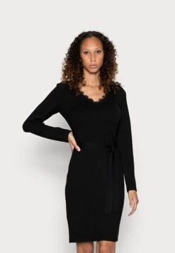 Anna Field Lace Insert V Neckline Loose Dress - Robe Pull - Black
